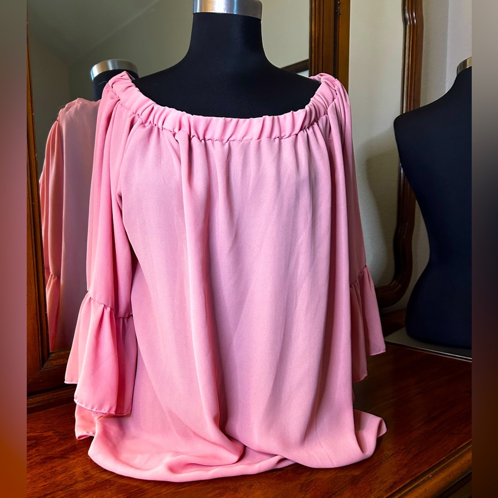 Dani’s Closet pink ruffled blouse.  Size 2X.